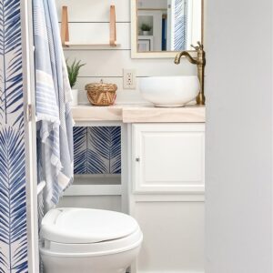 renovated coastal RV bathroom