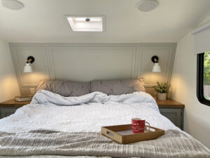 renovated 5th wheel bedroom