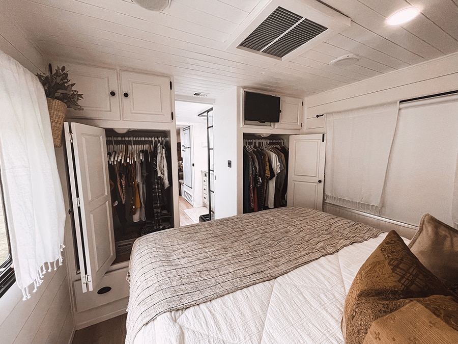 remodeled motorhome bedroom