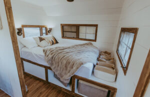 remodeled camper bedroom