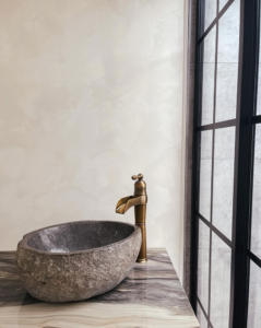 stone sink in RV