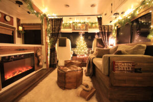 motorhome with Christmas tree
