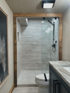 modern rustic bathroom from Blue Ridge Mountains Parade of Homes