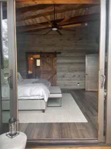 rustic modern bedroom in the Blue Ridge mountains