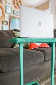 using-emerald-chalk-paint-on-laptop-table-with-paint-sprayer-mountainmodernlife.com